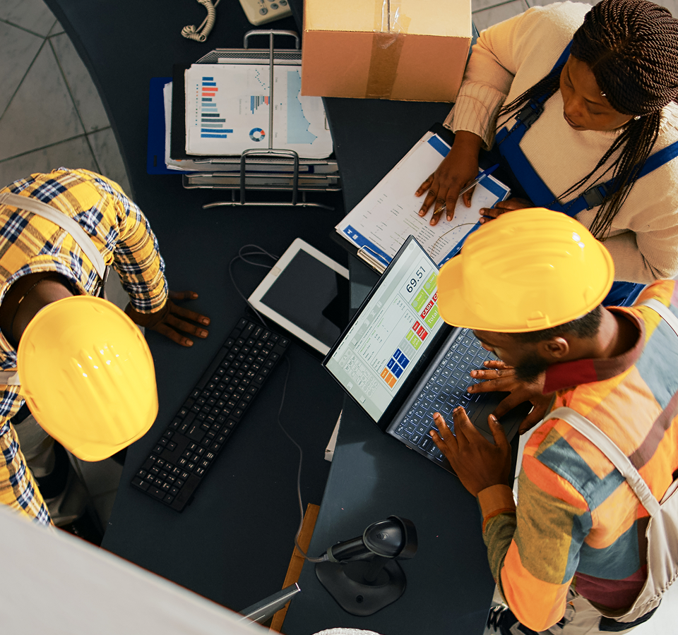 Workers at desk